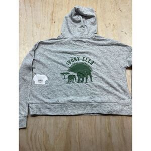 Ivory Ella Hoodie XS Elephant Cotton Blend Gray Cropped